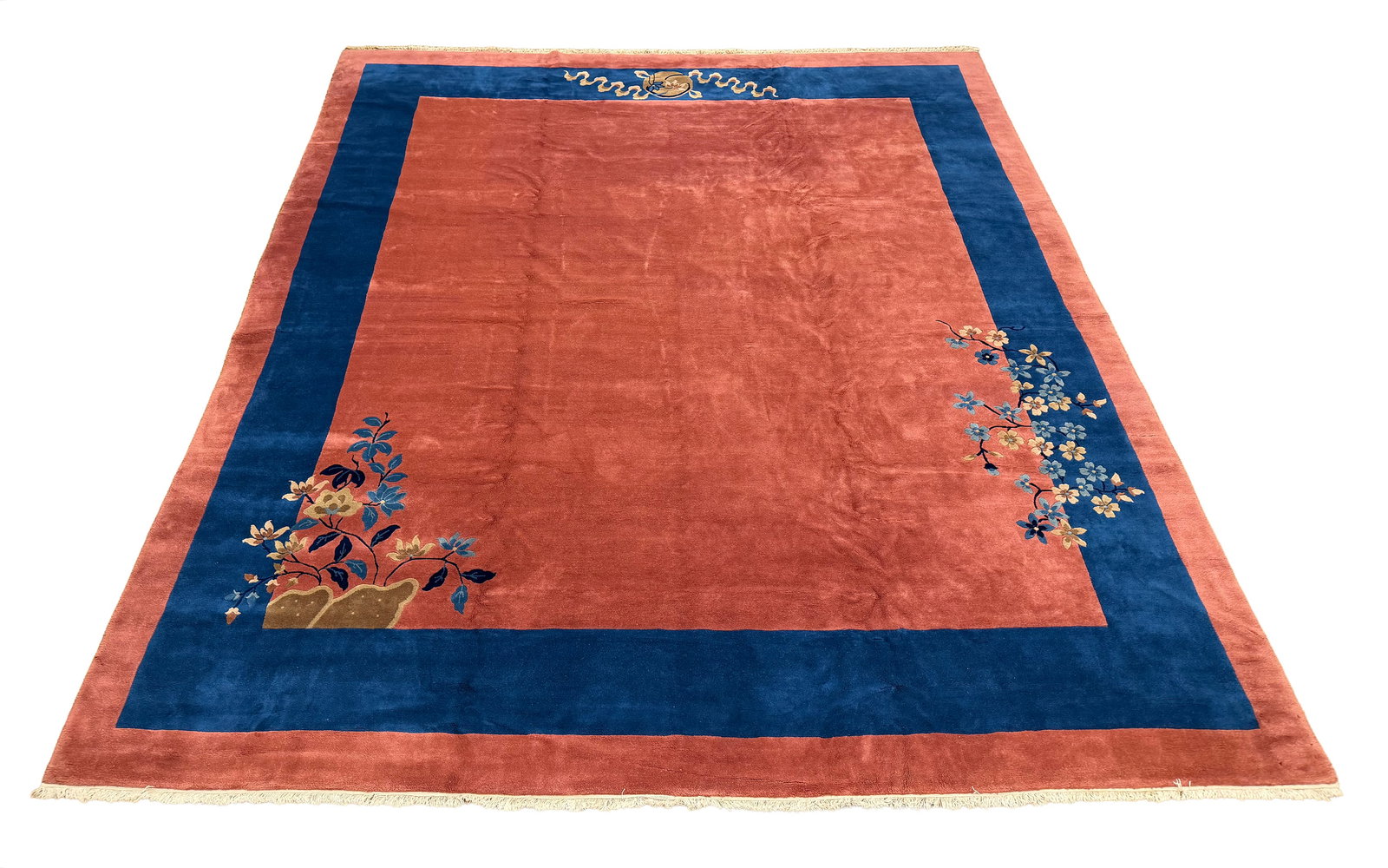 Art Deco vintage rug N163 11'8"x13'2" hand knotthed in china 1920's (1 of 10)