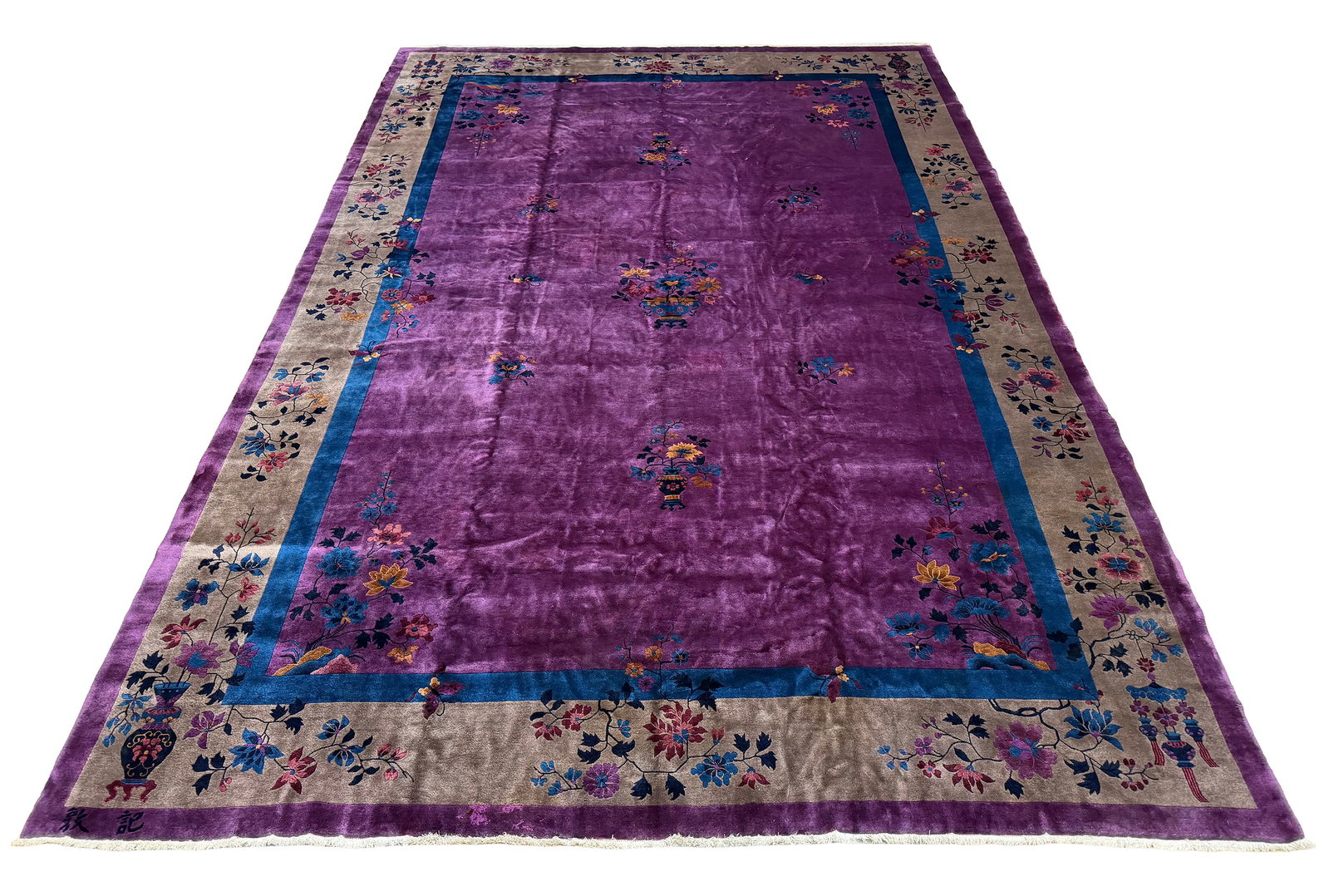 Peking Antique wool rug N136 size 12'2"x17'5" hand knotthed in china 1910's: No reserve Peking antique rug, N136 size 12'2"x17'5" This exceptional Peking , is a rare early 20th-century Chinese masterpiece in tt's color and size and condition - pestine condition. Ahon auction o
