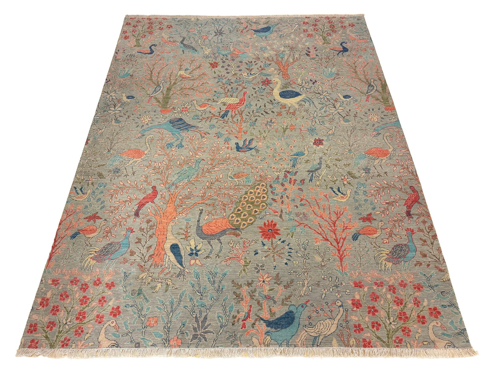 Persian Birds of paradise D229 8'x10'2" Wool Rug hand knotted: No Reserve Persian Birds of paradise D229 8'x10'2" wool hand- knotted and in very good condition pristine (see photos) extremely fine weave unusual to fine this very fine weave . Ahon auction offer in