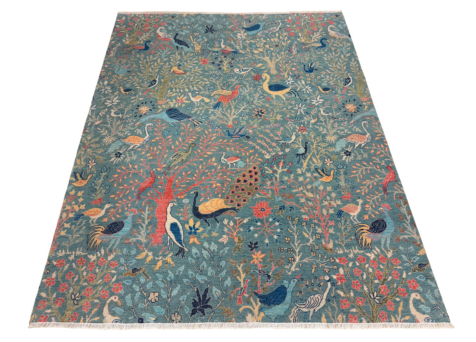 Persian Birds of paradise D232 8'x10'3" Wool Rug hand knotted: No Reserve Persian Birds of paradise D232 8'x10'3" wool hand- knotted and in very good condition pristine (see photos) extremely fine weave unusual to fine this very fine weave, .Ahon auction offer in