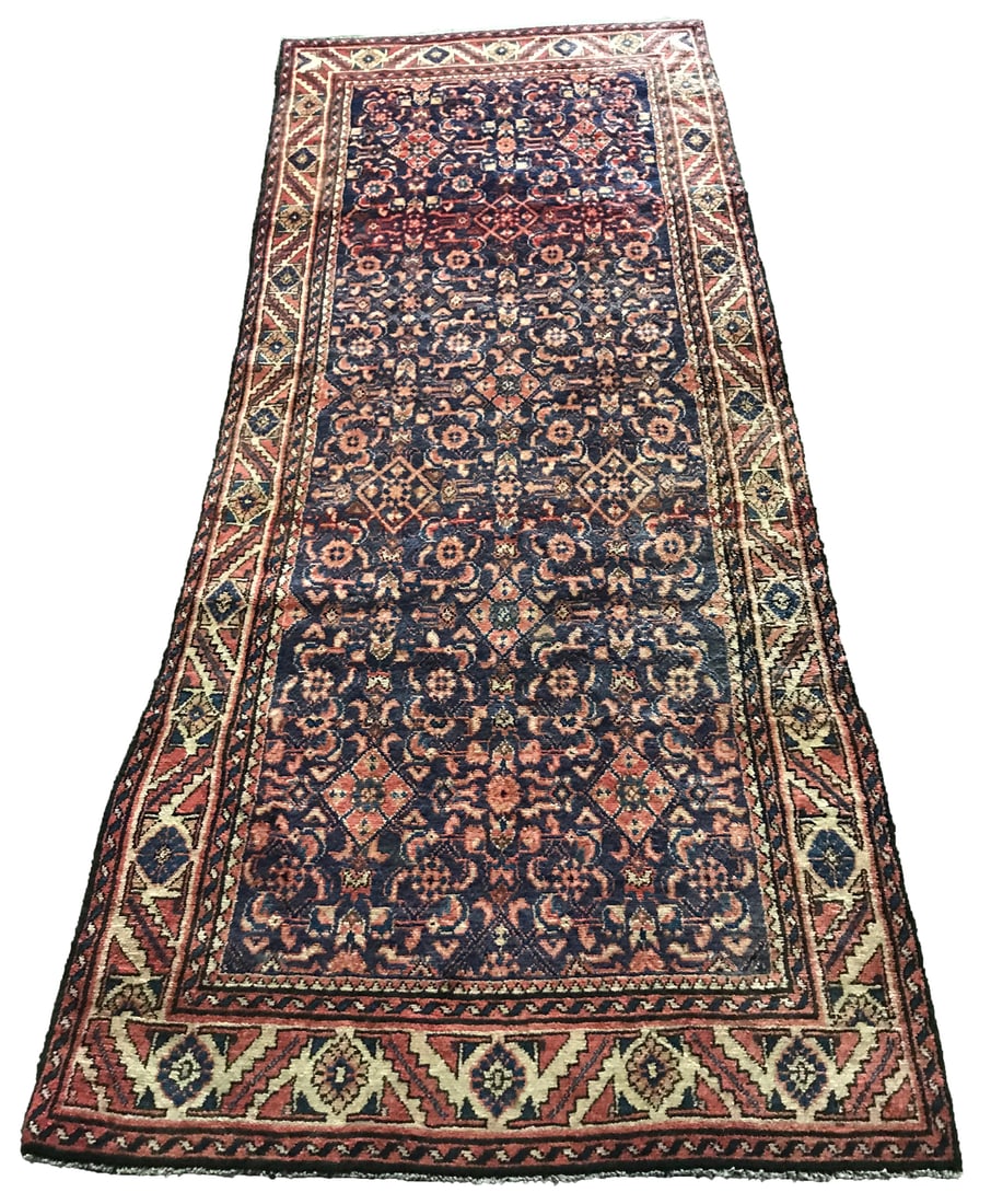 Persian Bijar 464A Vintage Wool Rug 3'8" x 8' hand-knotted in Iran: No Reserve Persian Bijar 464A, 3'8" x 8', hand-knotted in Iran in the 1960s and in very good condition (see photos). Ahon auction offer in house shipping domestic and worldwide fully insured via UPS w