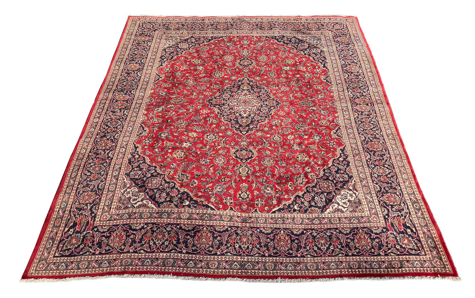 Persian Mashad 101b Size 9'10"x13'3" vintage rug hand knotted in Iran: No Reserve Persian Mashad 101b Size 9'10"x13'3" hand-knotted in Iran in the 1960s and in very good condition (see photo). Ahon auction offer in house shipping domestic and worldwide fully insured via 