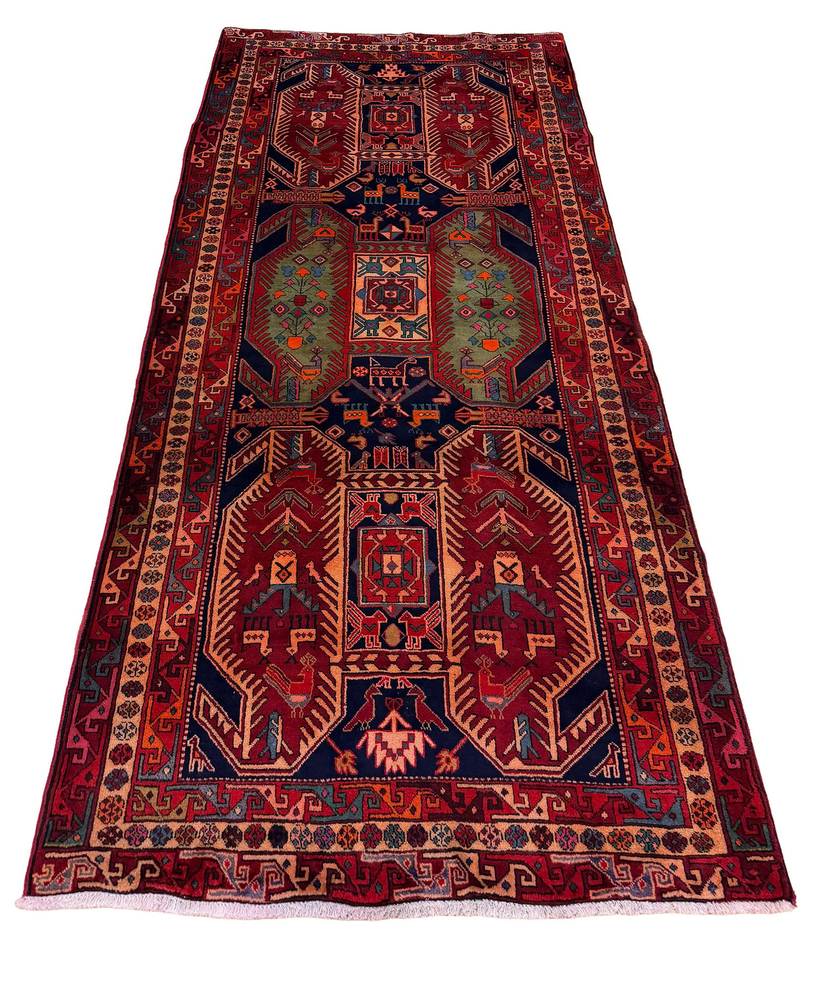 Persian Sherivan s971 Vintage Wool Rug 4'10"x10'3" hand knotted in Iran: No Reserve Persian Vintage Sherivan s971 4'10"x10'3" wool hand- knotted in the 1960s and in very good condition (see photos). Ahon auction offer in house shipping domestic and worldwide fully insured 