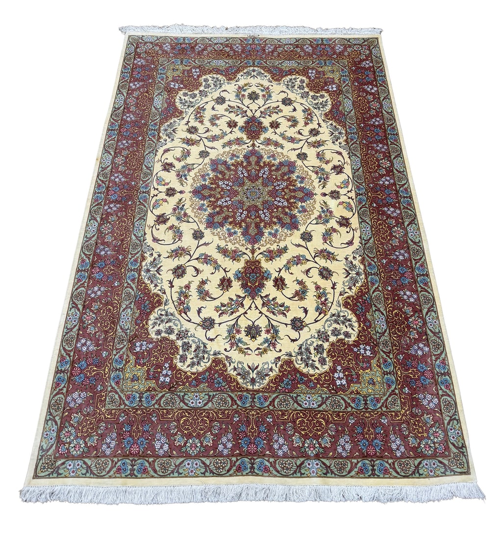 Persian Qum antique 6630 4'5"x6'7" hand knotted (1 of 9)