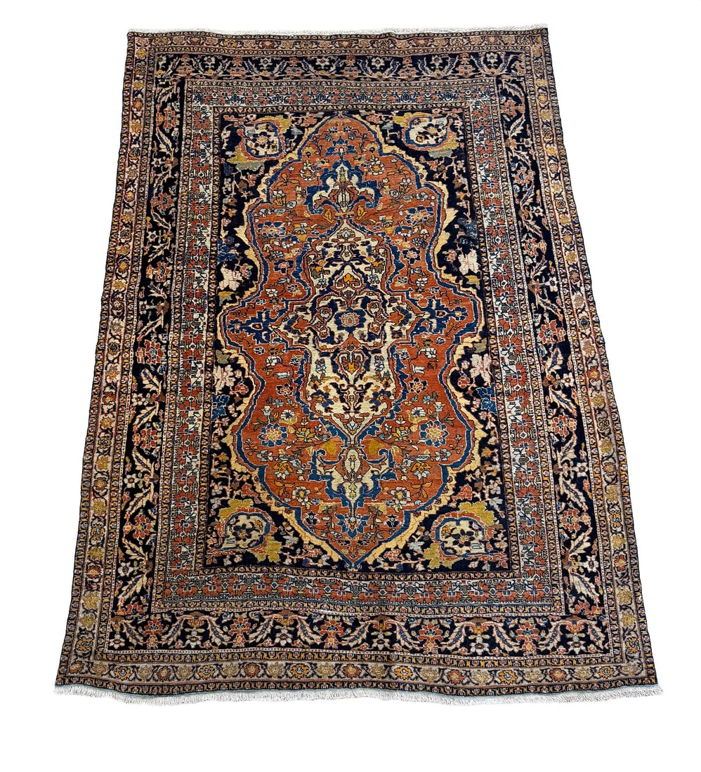Persian Antique Haji alili Tabriz 75608, 4'3"x6' hand knotted in Iran: No reserve Antique Haji Jalili Tabriz rug 75608 size 4'3"x6', hand knotted in fine wool, dating from the early 1900s. Ahon auction offer in house shipping domestic and worldwide fully insured via UPS 