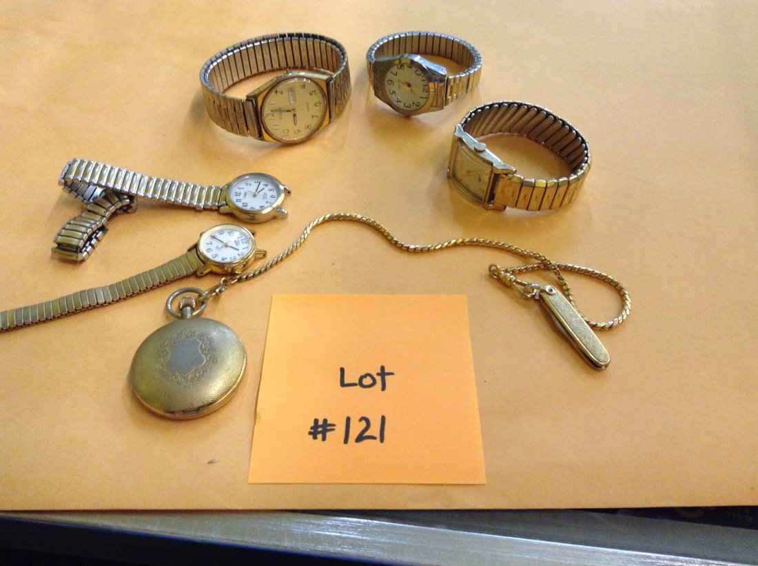 WATCHES: BOX OF WATCHES INC GRUEN AND SMALL POCKET KNIFE