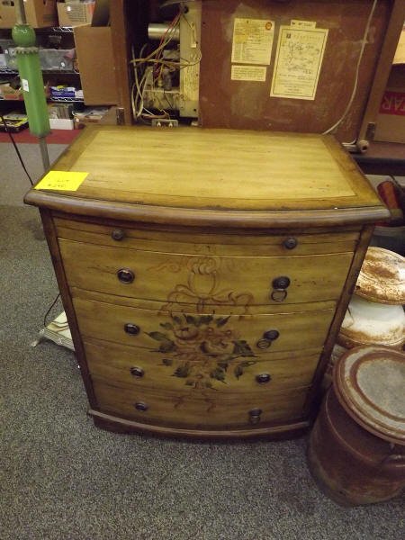 NIGHTSTAND: NIGHTSTAND FLORAL FRONT DECORATION AND TOP PULL OUT WRITING SLAB