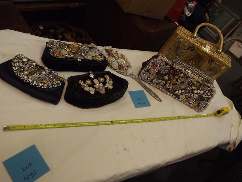 BEJEWELED PURSES AND HAND MIRROR: BEJEWELED PURSES AND HAND MIRROR