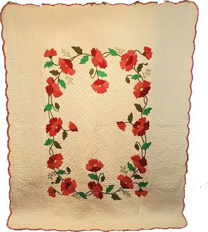 Vintage Quilt Bucilla Garden Poppies Kit Quilt (1 of 10)