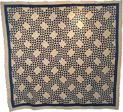 Antique Ocean Waves Quilt c1900 Indigo (1 of 9)