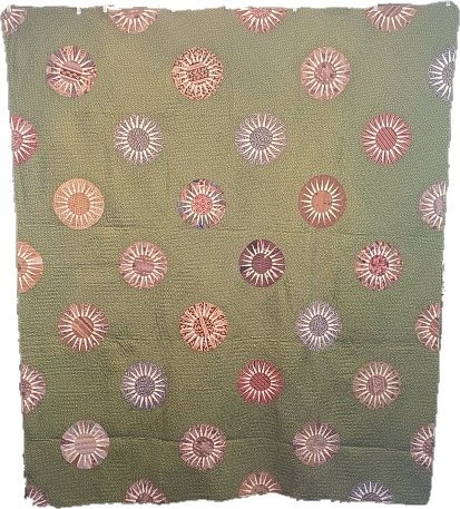 Antique Quilt c1875 w/ 1840 Floating Chintz Sunbursts (1 of 8)