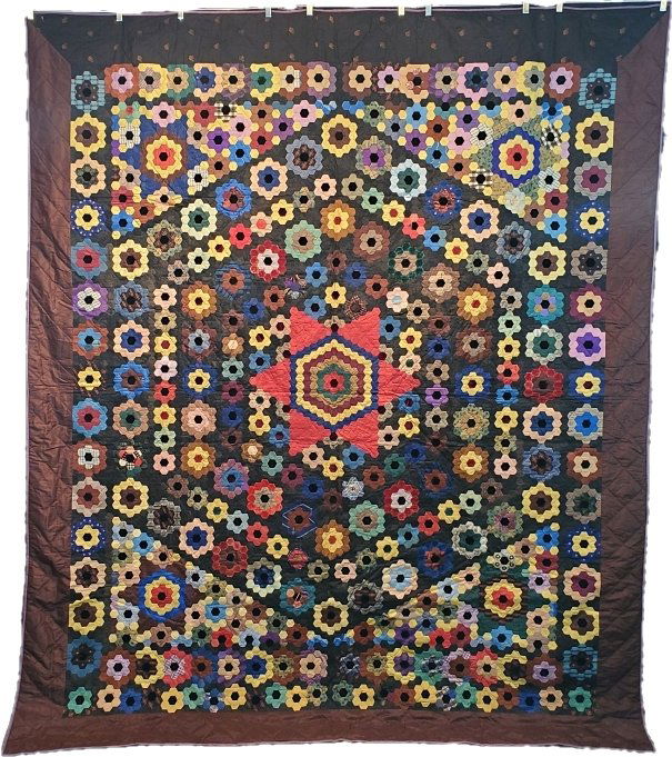 Antique Mosaic Quilt with Rosettes and Stars (1 of 20)