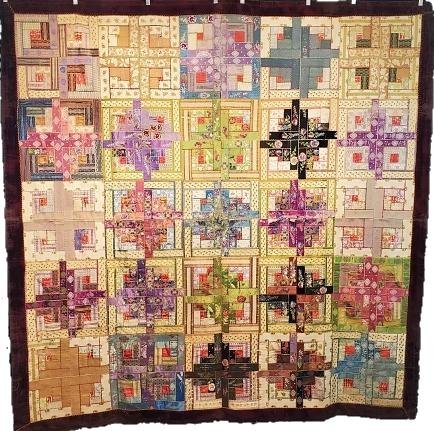 Antique Silk Ribbon Log Cabin Quilt from NJ (1 of 13)