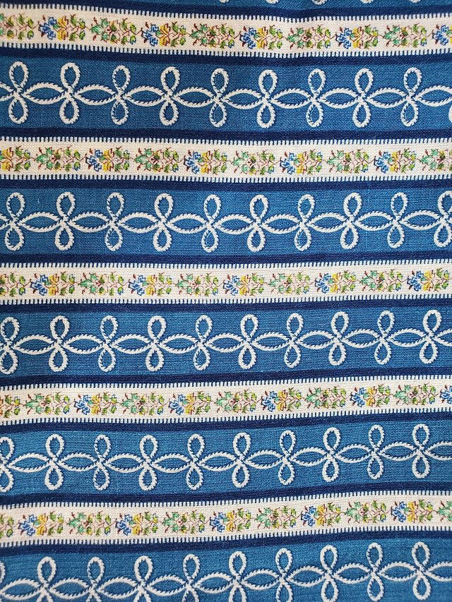 Antique Prussian Blue Stripe Wool Challis Fabric 4Yds (1 of 3)