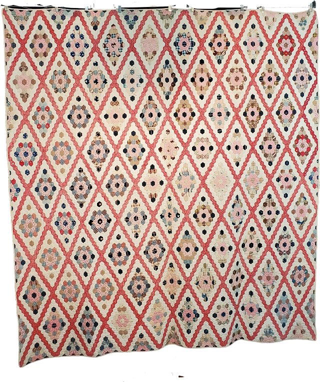 Antique c1850 Field of Diamonds Quilt (1 of 10)