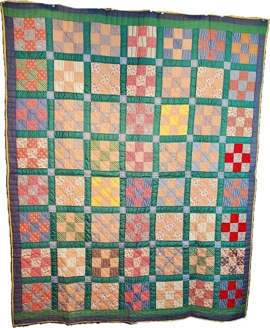 Vintage c1930s 9 Patch Quilt (1 of 9)