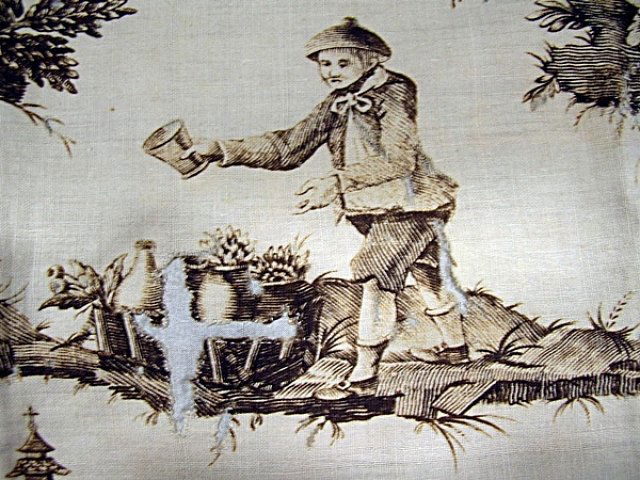Antique 18th Century Chinoiserie Toile Fabric (1 of 3)