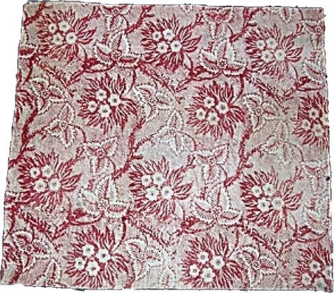 18th Century Antique Wood Block Print with Red Flowers (1 of 3)