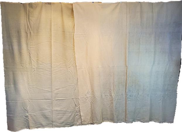 Pair of Vintage Lightweight Wool Blankets: Pair of Vintage Lightweight Wool Blankets measuring 65 by 75 inches and 58 by 78 inches, with a hand sewn seam down the center of each. The 58 inch one has JANE hand embroidered along a top edge in bl