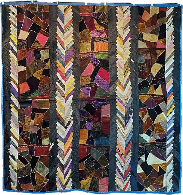 Vintage Contain Crazy Quilt with Braid (1 of 9)