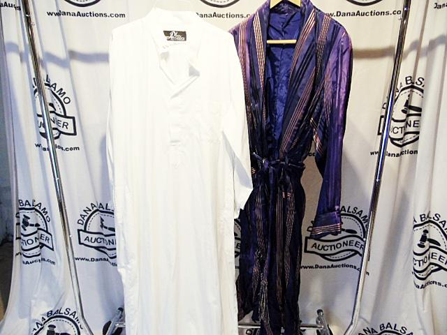 Mens Kameez with Vintage Navy Blue Silk Robe (1 of 6)