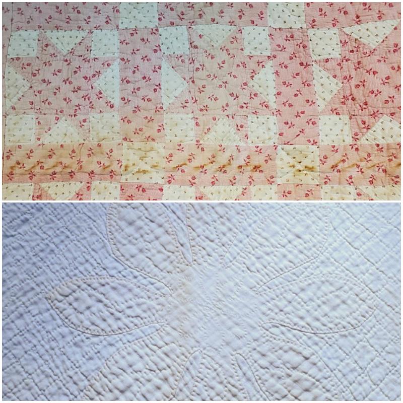 2 Vintage Quilts: Star Crib Quilt and Flower Quilt (1 of 14)