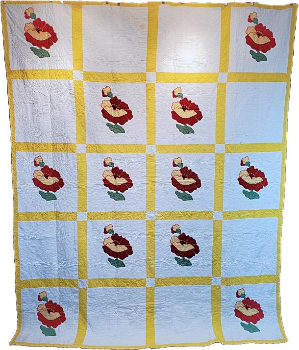 Vintage c1940s Poppy Kit Quilt (1 of 11)