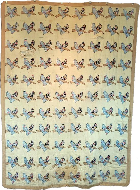 Vintage 1930s Quilt Comfort with Pairs of Blue Birds (1 of 8)