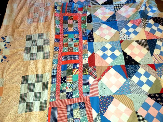 3 Scrappy Vintage c1930s Quilt Tops - 9 and 16 Patches (1 of 17)