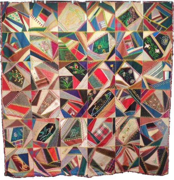 Antique VA Quilt - Wool Crazy Quilt 1897 (1 of 14)
