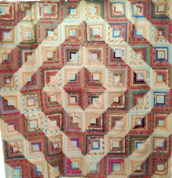 Antique Quilt - Wool Log Cabin c1870s (1 of 9)