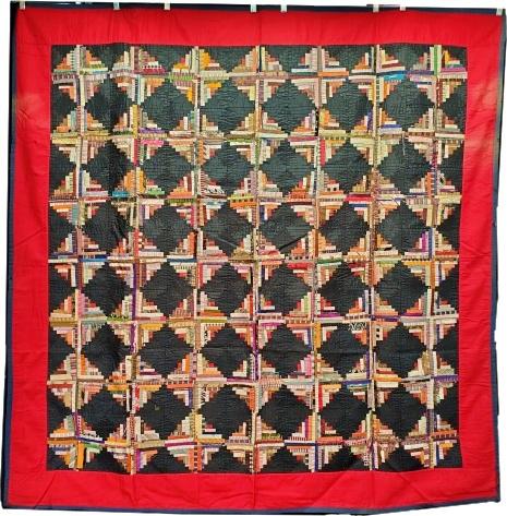 Antique Silk Quilt- Log Cabin C1890 (1 of 12)