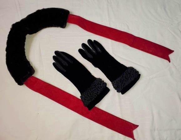 Vintage Fur Color with Shearling Trim Gloves (1 of 4)