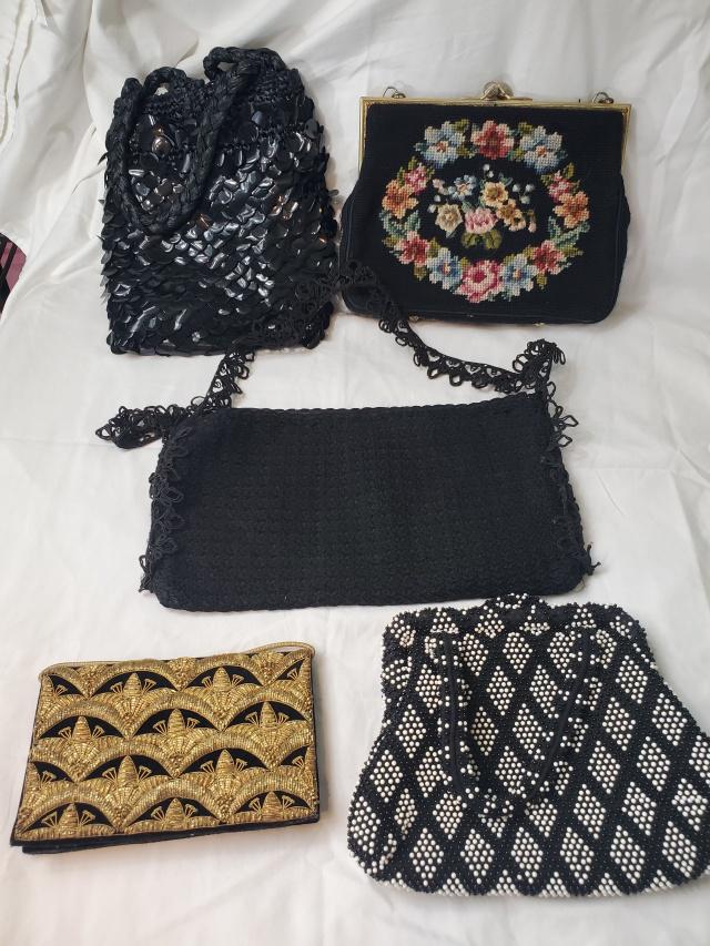 Group of 5 Vintage Black Purses - Sequins, Petit Point (1 of 17)