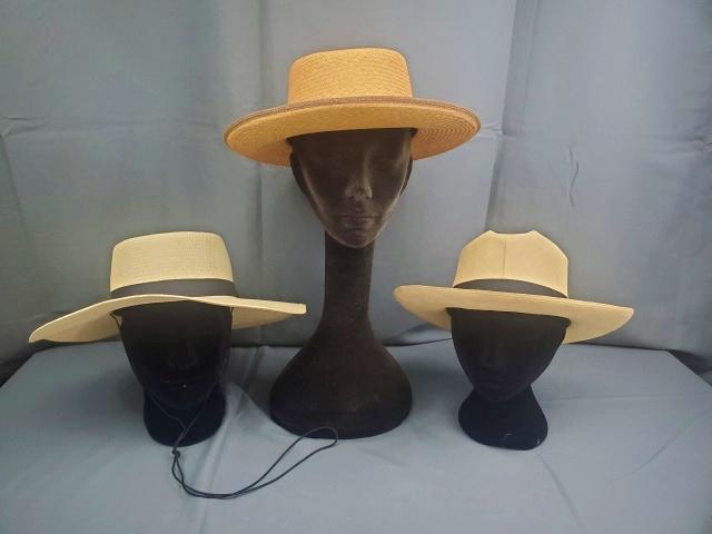 3 Vintage Mens Straw Hats From South America