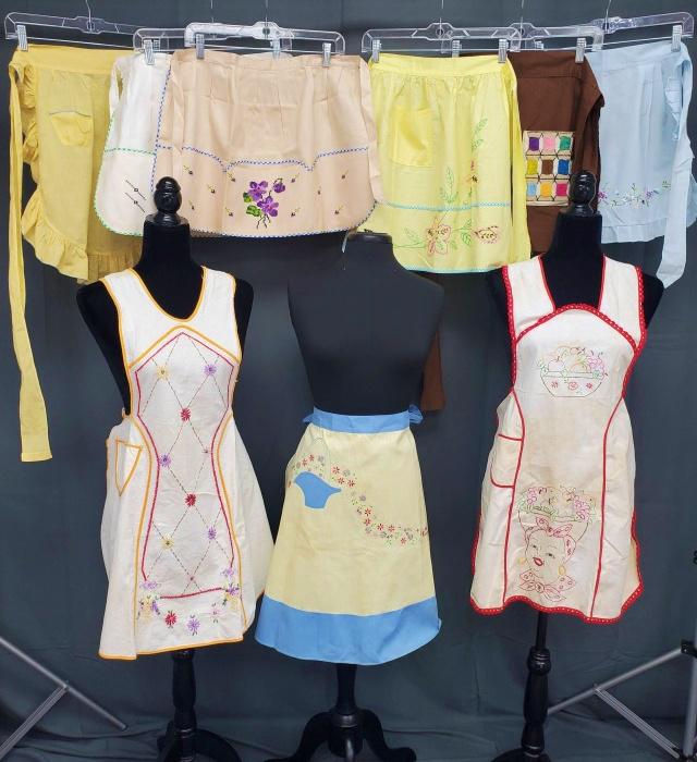 9 Vintage Hand Embroidered Aprons (1 of 20)