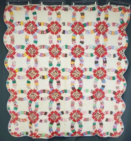 Vintage c1940s Quilt - Double Wedding Ring (1 of 7)
