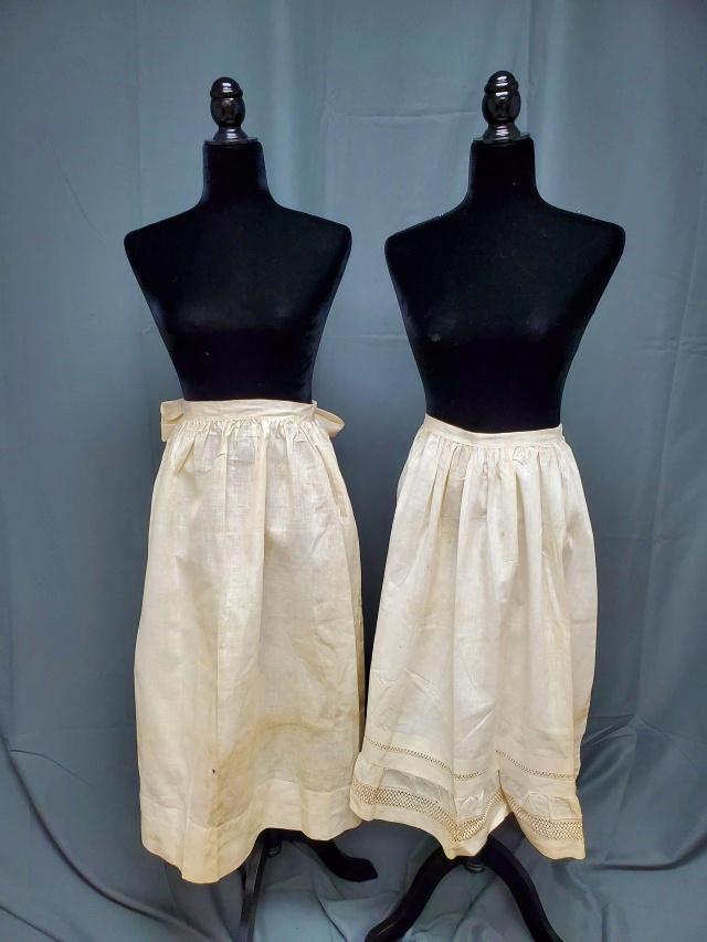 2 Antique Edwardian White Long Half Aprons (1 of 8)