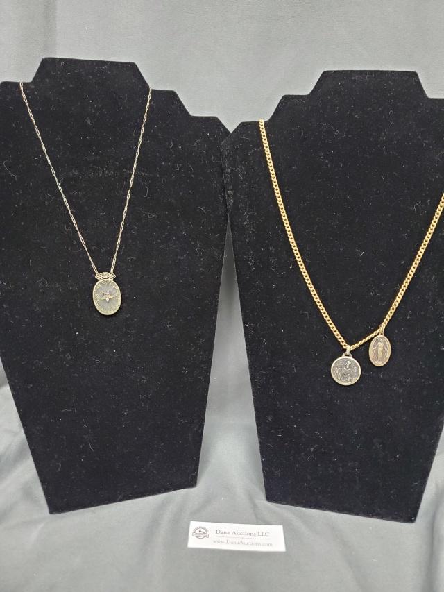 Antique Eastern Star Necklace, 2 Religious Pendants (1 of 9)