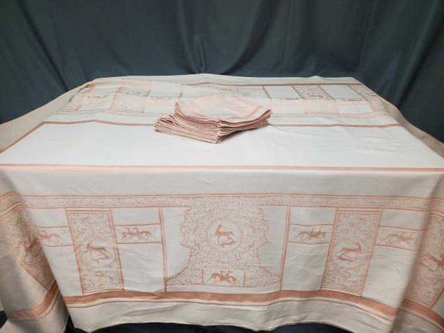 Vintage Pink Damask Table Linen Set - Deer (1 of 7)