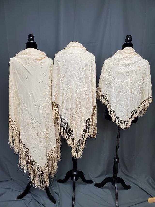 3 Antique Chinese Embroidered Shawls (1 of 18)