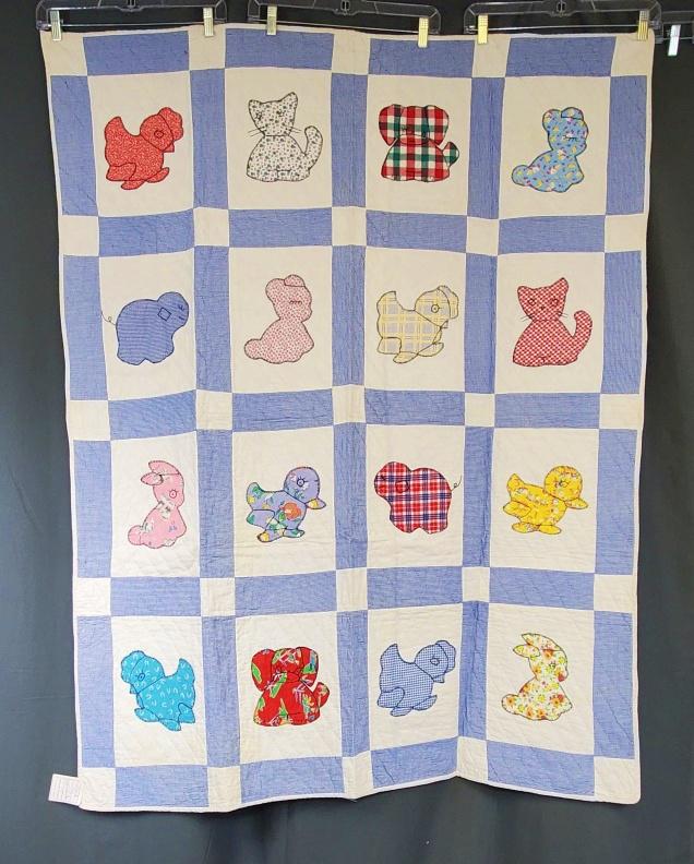Vintage Appliqued Animal Crib Quilt (1 of 10)