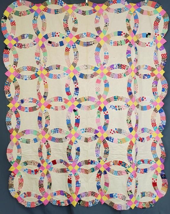 Vintage Double Wedding Ring Quilt Top (1 of 6)