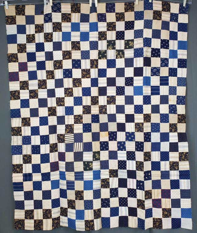 Antique Indigo Four Patch Quilt Top (1 of 6)