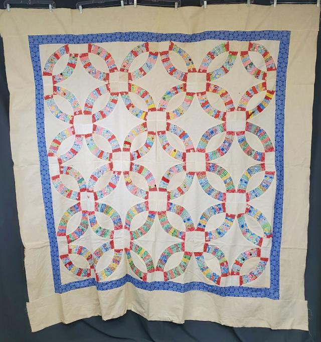 Vintage Double Wedding Ring Quilt Top (1 of 8)