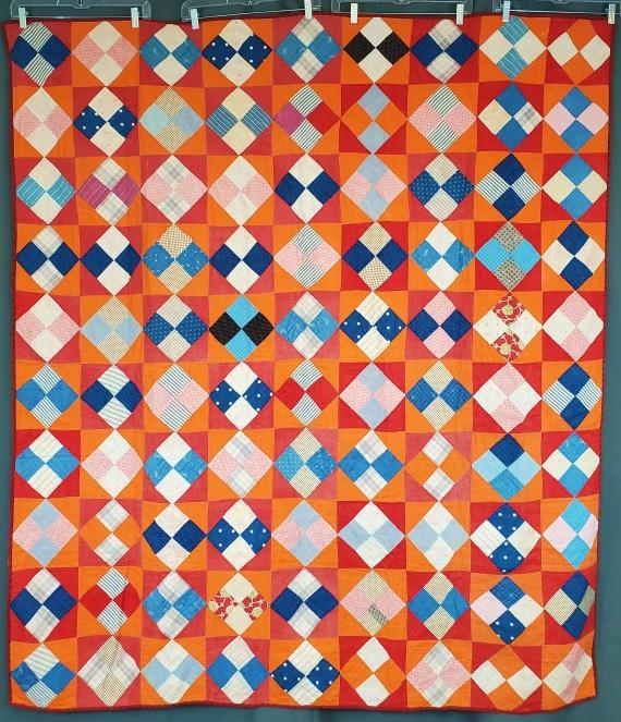Antique On Point 4 Patch Quilt - Bright (1 of 9)