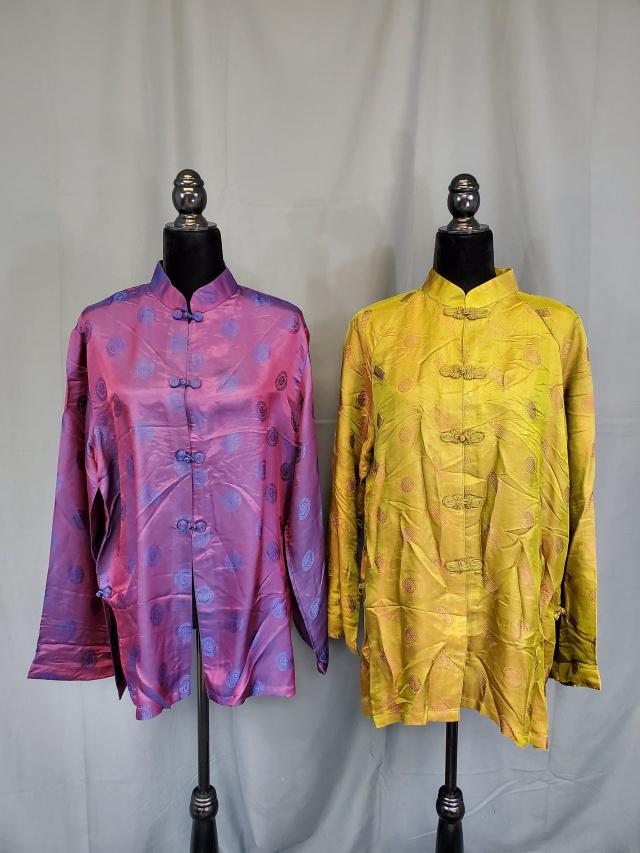 2 Kimono-Style Shirts in Purple and Green (1 of 9)
