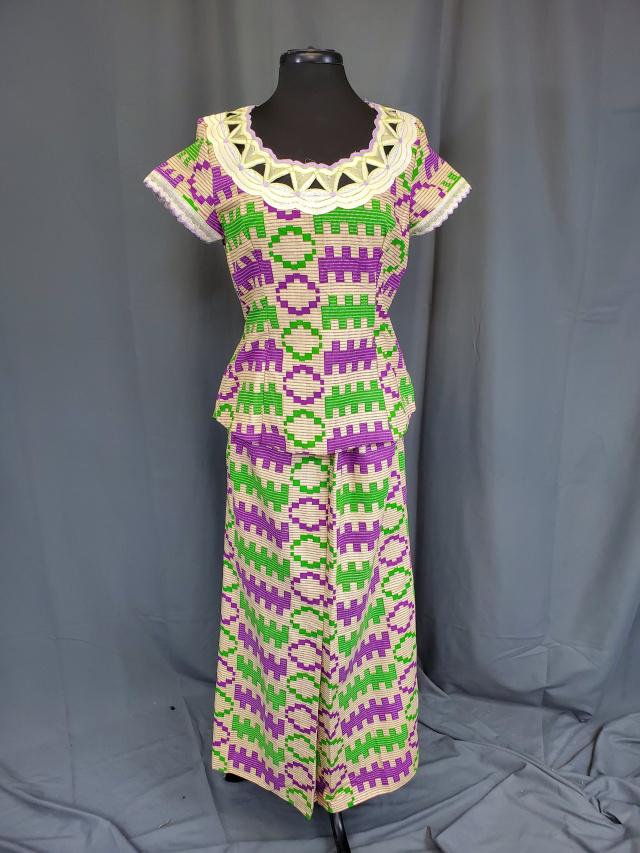 Ethnic Faux Basketweave Print Skirt with Top (1 of 7)