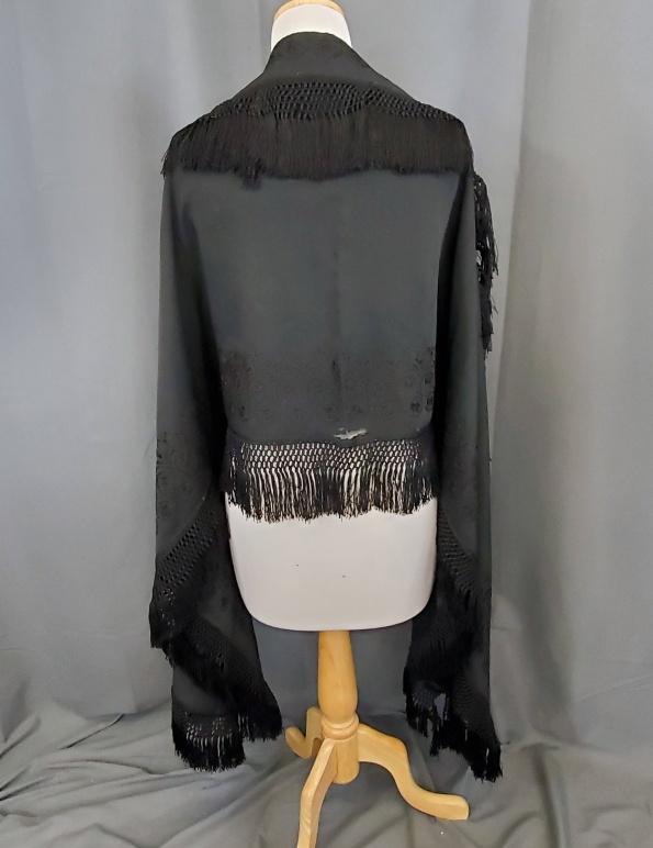 Antique Victorian Wool Mourning Shawl (1 of 7)