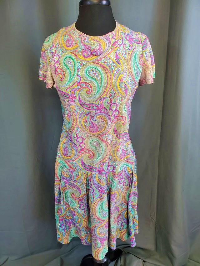 Vintage Paisley Polyester Knit Dress (1 of 6)
